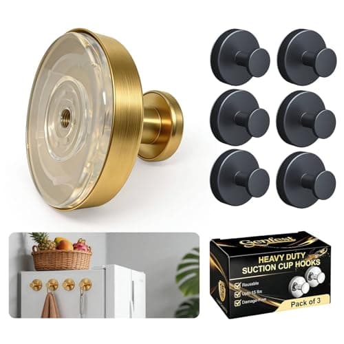 Genfest Suction Cup Hooks, Shower Hooks No Drill, Heavy Duty Wall Hooks for Hanging 15lbs, Reusable Waterproof Towel Hooks for Bathrooms Kitchen Glass Door Tile, Stainless Steel Hook Holder 6 Pack - Image 1