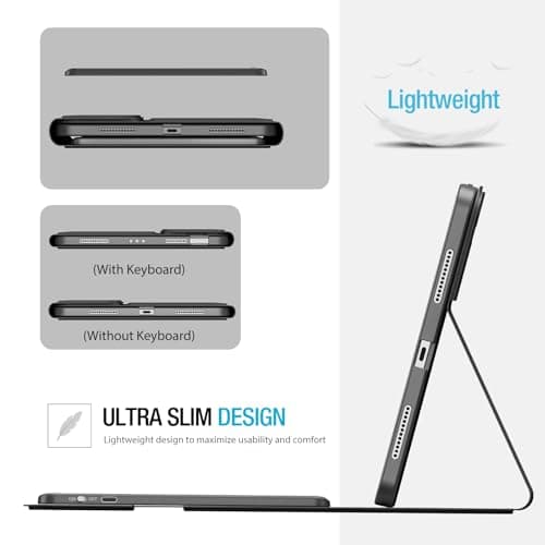 ProCase Touchpad Keyboard Case for iPad Air 11 Inch M4/M3/M2 & Air 5/4 10.9, Detachable Keyboard with Precision Multi-Touch Trackpad, Slim Protective Case with Pencil Holder for Work & Travel-Black - Thumbnail 5