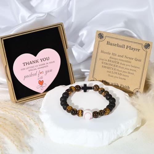BAYLAY Baseball Gifts for Boys 8-12 12-14, Baseball Cross Bracelet Easter Basket Stuffers for Kids Accessories Stuff for Boys Men Birthday Stocking Stuffers Baseball Senior Night Gifts for Boy - Thumbnail 5