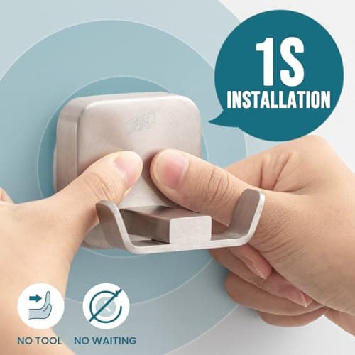 TAILI Patented Strong Suction Cup Hook, 304 Stainless Steel Bathroom Suction Cup Holder for Towel, Loofah, Bathrobe, Damage-Free Hanging Shower Wall Hook, Double-Hook Widening Design, 2 Pack, Silver - Thumbnail 2