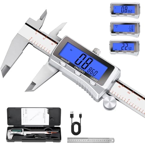 HARDELL Digital Caliper, Rechargeable Caliper Measuring Tool with Backlight LCD Screen, All Metal Calipers, Auto-Off Digital Micrometer, Inch/MM/Fraction for Household/3D-Printing-Rechargeable 6 Inch - Image 1