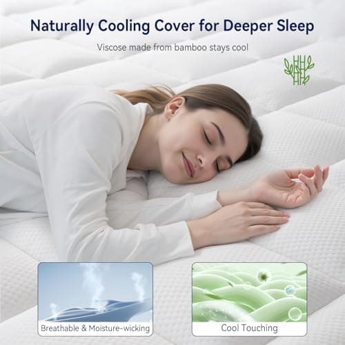 ELEMUSE 3 Inch King Size Dual Layer Memory Foam Mattress Topper, 2 Inch Premium Cooling Gel Memory Foam, 1 Inch Soft Pressure Relief Pillowtop Mattress Pad, CertiPUR‑US Certified, Sleep Upgrade - Thumbnail 4