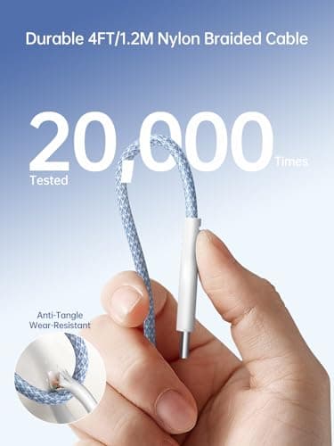 2 in 1 USB A/C Fast Charging Cable for Apple Watch Charger,4ft 60W Max Type C to C Fast Charging Nylon Braided Cord for iPhone 17 16 iPad,Travel Essentials for iWatch Series Ultra 42/44/46mm - Thumbnail 5