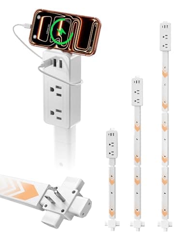 Blueera 2 Pack Electrical Outlet Extender Stick Features USB-C, 2 USB-A, 2AC Outlets, 17"-36" Extandable Stick Access Hard-to-Reach, 4-Way Wall Plug Power Socket Extender Behind Couch, Nightstands - Image 1