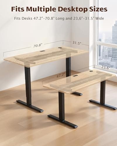 TOPSKY Dual Motor Electric Standing Desk Frame, Height Adjustable Sit Stand Base for Home Office, Fits Table Tops up to 70.8 x 31.5 Inch, 225 lb Capacity (Black, Without Stand) - Thumbnail 2