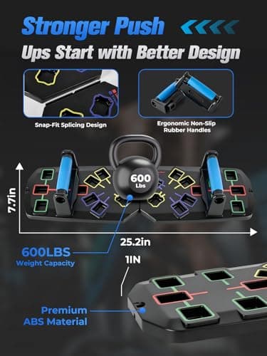 ATYANS Push Up Board 20-In-1 Workout Equipment, Pushup Board with Handles, Puzzle-Style Snap Design with Square Slots, Home Gym Fitness Equipment for Chest, Shoulders, Back & Triceps, Men and Women - Thumbnail 3