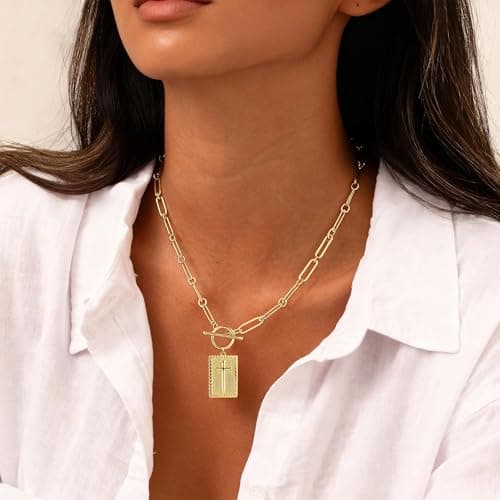 YBNGSMK Gold Cross Necklace for Women - 18K Gold Cross Necklace for Women, Daughter, Girlfriend, Family, Fashion Gifts - Thumbnail 6