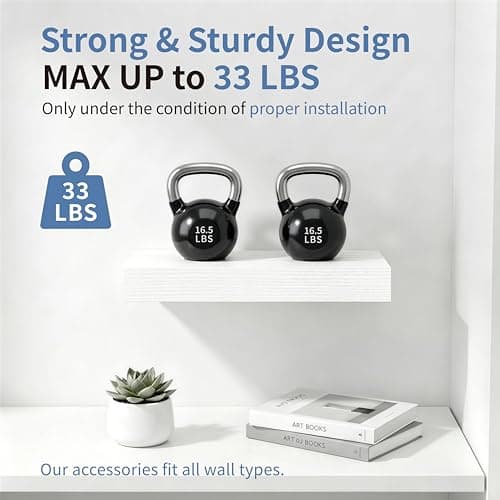 Mifurn Floating Shelves for Wall White Shelves Bathroom, Bedroom and Living Room, Wall Shelves & Book Shelf, Hanging Shelf, Modern Wooden Wall-Mounted Small Floating Shelf, 12x7x1.5 in, Set of 2 - Thumbnail 4
