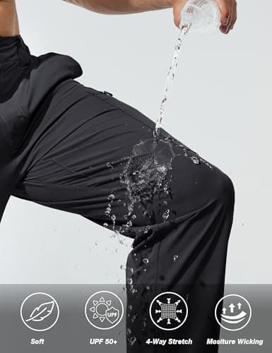 MOURCE Mens Hiking Pants Lightweight Quick Dry - Water Resistant Cargo Pants for Men with Pockets Outdoor Travel, Grey - Thumbnail 5