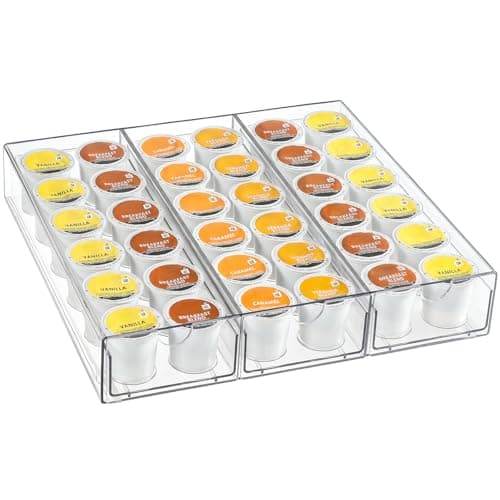 Clear Acrylic Coffee Pod Holder Organizer for K CUP, 36 Pods Storage for Kpods on Counter, Under Coffee Maker Countertop Drawer Organizer for KCUP, for Keurig Pod - Sturdy & Food Grade - Image 1