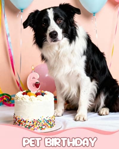 Birthday Candles for Cake, Pink Number Candles, Cake Candles with Greeting Card for Birthday Party Wedding Anniversary Celebrations (Strawberry 6 Candle) - Thumbnail 5