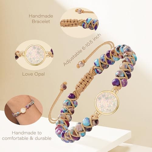 Sistble Girlfriend Bracelet Gifts, Girlfriend Bracelet from Boyfriend Christmas Gift Stocking Stuffers for Teens Purple Beaded Bracelets Love You Gift Anniversary Jewelry - Thumbnail 4
