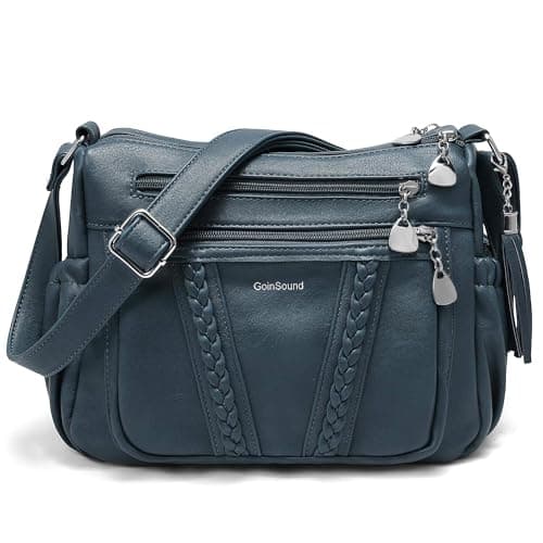 Goinsound Women's Crossbody Bag Soft PU Leather Multi-Pocket Shoulder Bag with Braid & Tassel Detail - Image 1