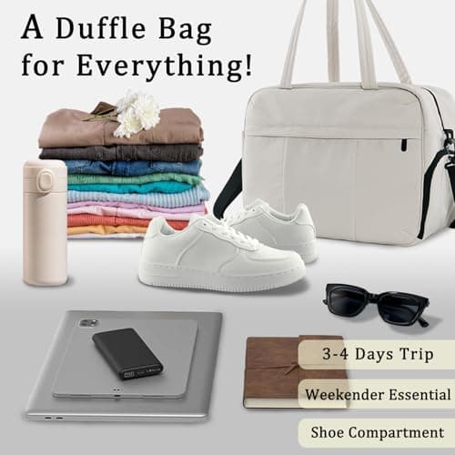 U+U Gym Bag for Women, Duffle Bag with Shoe Compartment Travel Carry on Weekender Bag, Personal Item Travel Bag for Overnight, Water Resistant - Thumbnail 2