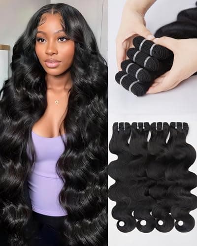 Lucklady 16A Raw Bundles Human Hair Body Wave, 4 Bundles 16 16 18 18 Inch Body Wave Bundles Human Hair, Triple Lifespan Virgin Remy hair - Image 1