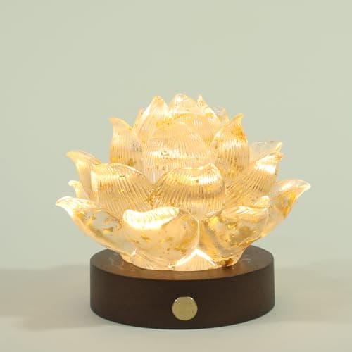 YeseeYe Lotus Statue with Light - Lotus Lamp Nightlight Tabletop Home Decoration Figurine for Living Room Office Shelves Coffee Table Desk Decor Sculpture - Image 1