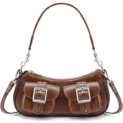 Goinsound Vintage Purse for Women Punk Goth Shoulder Bags Trendy Crossbody Bag Brown - Image 1