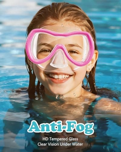 Aegend Kids Swim Mask Goggle, Swimming Goggles with Nose Cover Tempered Glass 180° HD Wide View - Thumbnail 4