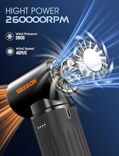 Compressed Air Duster, 260000RPM Cordless Electric Air Blower with Brushless Motor, 3-Speed Adjustable & Rechargeable – Powerful Dust Cleaner for Keyboard, Computer, Car, Outdoor, Air Bed - Thumbnail 3