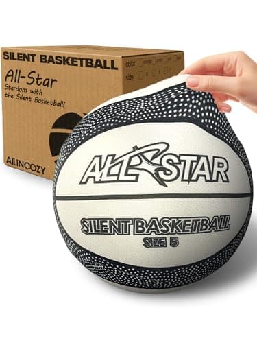 ALLINCOZY Covered Silent Basketball, Fabric Cover Soft Foam Airless Basketball, High Bounce, Noise-Free Training Ball, Gifts Packaging, Safe for Indoor Activities