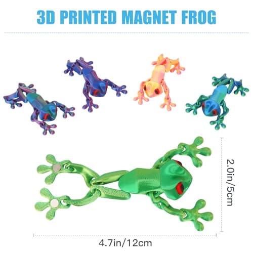 Fridge Magnets 3D Printed Frog, Realistic Jointed Movable Refrigerator Magnets, Fun Cute Decor, for Creative Home Office Deco Kitchen Magnets Refrigerator (5pcs) - Thumbnail 2
