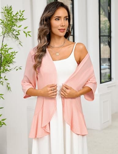 Totatuit Women's Summer Lightweight Cardigan 3/4 Sleeve Open Front Pink Cardigans Sweaters Loose Light Jackets - Thumbnail 5