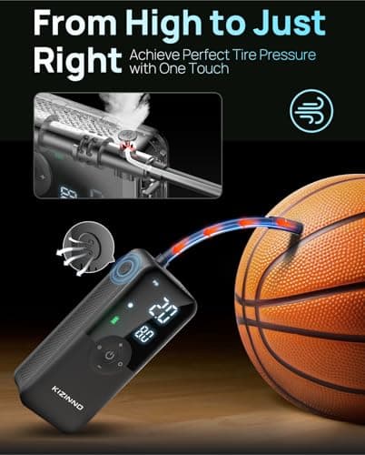 Electric Bike Pump Portable for Bicycle Tires, Compact Motor Air Pump - Fast Inflator 150PSI Smart Air Pump with Digital Pressure Gauge for Bike, E-Bike, Motorcycle with Presta and Schrader Valve - Thumbnail 3