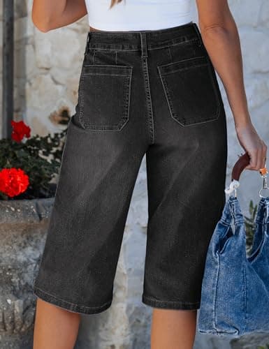 luvamia Denim Jeans for Women Black Jeans Wide Leg Jeans Woman Washed Black Large Fits Size 12-14 - Thumbnail 2
