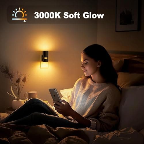 JandCase Night Lights Plug into Wall, Automatic Night Light with Dusk to Dawn, 2 Pack 0-100LM Dimmable Plug in LED Nightlight Amber for Bedroom, Hallway, Stairs - Thumbnail 5