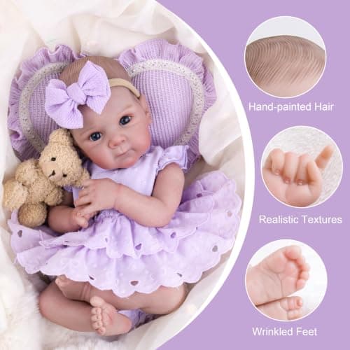 Milidool Reborn Baby Dolls - 20 Inch Realistic Baby Doll Real Life Baby Dolls Lifelike Newborn Baby Doll Girl Soft Body with Feeding Kit for 3+ Years Old Kids Gifts - Thumbnail 6