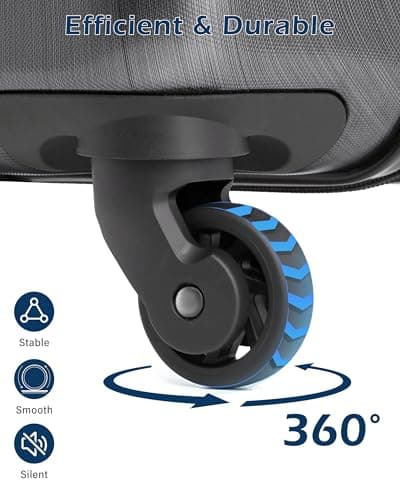 Coolife Carry On Luggage 22x14x9 Airline Approved Hardside PC+ABS Suitcase with TSA Lock, Lightweight Rolling Travel Luggage with Spinner Wheels(Charcoal, 20in) - Thumbnail 5