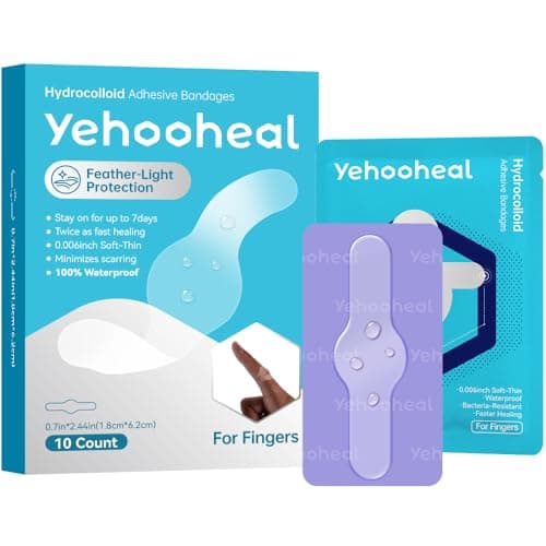Hydrocolloid Bandages 0.006in Optimally Thin Second Skin 5 Day Protect Waterproof Faster Healing Less Scarring Individually Wrapped,for Finger Cuts Scrapes Burns First Aid,10 Count(0.7in*2.44in) - Image 1