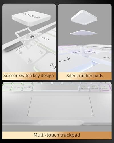 Landcase Keyboard Case for iPad 11th Gen 11 inch 2025(A16) 10th Gen 10.9 inch 2022, Wireless iPad Case with Keyboard Multi-Touch Trackpad, Battery Level Visualization with Pencil Holder, White - Thumbnail 4