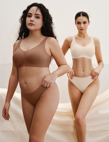 No Underwire Bras for Women,Comfortable Seamless Push Up Full Coverage Supportive Bralettes Chocolate - Thumbnail 5