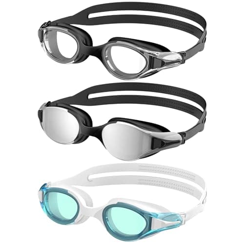 NSSIW Swim Goggles Adult Swimming-Goggles: Pool Goggles for Men and Women with Anti Fog UV400 Protection No Leak 3 Pack