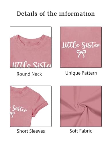 QIXYN Big Sister Little Sister Matching Outfits Toddler Girls Bow Shirts - Thumbnail 4