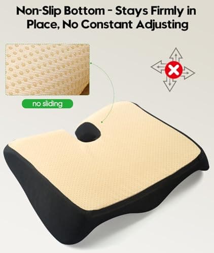 Irosiy Premium Seat Cushion - Pressure Relief Cushion for Office Chair, Car, Wheelchair | Cool Gel Memory Foam for Tailbone Pain Relief | Multi-Purpose Comfort - Thumbnail 4