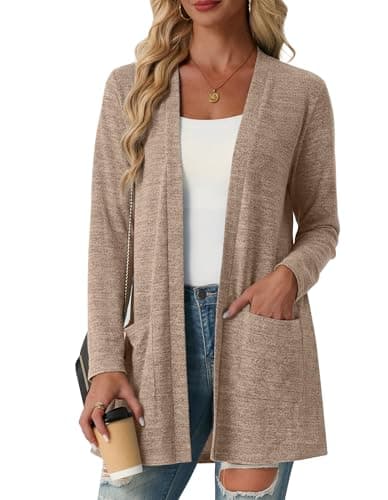 Lepunuo Cardigan Sweaters for Women Lightweight Open Front Long Sleeve Spring Casual Loose Cardigan Plus Size - Image 1