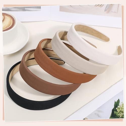 obeoby Cute Headbands for Women, Trendy Headband for Vintage Outfit Non Slip 1 Inch diademas para niñas Wide Hair Bands for Women's Hair Fall Head Bands Accessories Gifts - Thumbnail 5