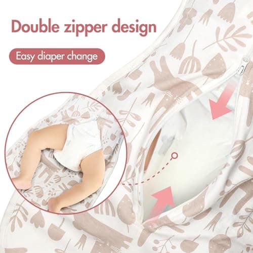ANYEDDE 2-Pack Swaddle Sleep Bag - Arms Up Swaddle 6-9 Month, Baby Swaddles for Newborn, Cuff Removable Design, Pink Bunny Breathable Baby Swaddles with 2-Way Zipper - Thumbnail 5