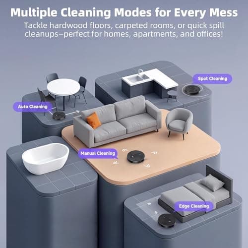 MONSGA Robot Vacuum Cleaner, 4000Pa Powerful Suction Robotic Vacuum, 3.2" Super-Slim, 140Min Runtime, Vacuum Robot for Hard Floor/Low Pile Carpet/Pet Hair, Remote/App/Voice Control, Schedule Clean - Thumbnail 3