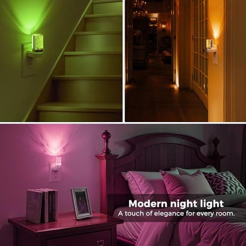 L LOHAS LED Night Light, Night Lights Plug into Wall, Color Changing Nightlight RGB with Dusk to Dawn Sensor, for Halloween, Christmas, Holiday, Hallway Bedroom Kids Room, 2 Pack - Thumbnail 5