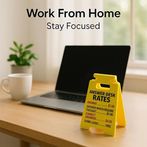 VDOR Office Desk Accessories Sign: Funny Gag Gifts Mini ANSWER DESK RATES Sign for Coworker & Boss – Cubicle Decor Home Office - Thumbnail 3