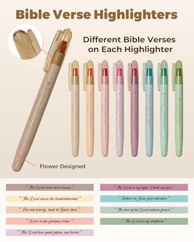 WEMATE Bible Highlighters No Bleed, 9PCS Assorted Colors Gel Highlighters Set, Cute Bible Study Supplies for Scripture Marking, Color Coding & Book Highlighting - Thumbnail 6