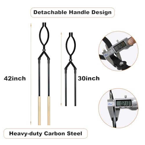 Heavy Duty Firewood Tongs – 42" Large Fireplace Tongs Log Grabber with Scissor Shape Serrated, Portable Expandable Fire Pit Tongs for Outdoor Fire Pit, Indoor Fireplaces, Campfires, Bonfires - Thumbnail 2