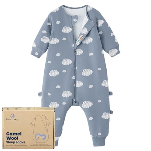 kaiya baby Unisex Toddler Sleep Sack with Feet, 2.5 Tog Baby Winter Sleep Sack Long Sleeve 6-18Months, Gifts for Boys & Girls, Blue Sky - Image 1