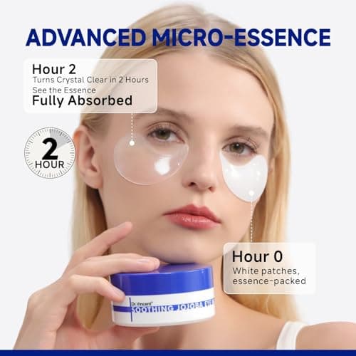 Dr Vincent Peptide Jojoba Under Eye Patches, Collagen Eye Mask Instant Reduces Dark Circles and Puffiness, 60 Firming Undereye Hydrating & Cooling for Bags Treatment, Wrinkles, Vegan, No Fragrance - Thumbnail 5