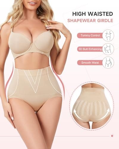 FVACPJ Tummy Control Shapewear Panties - High Waisted Shapewear Underwear for Women Body Shaping Briefs Seamless Panty Girdle - Thumbnail 3