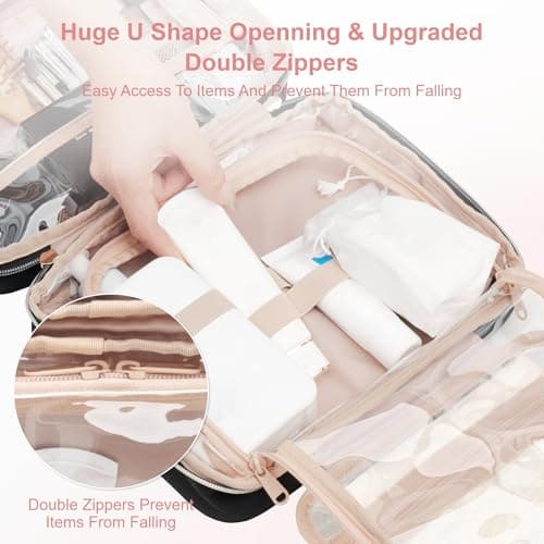 Everfun Hanging Toiletry Bag for Travel, 11x7.75x4.5 inch Medium Capacity Cosmetic Organizer with Leakproof Wet/Dry Compartment, Waterproof Dopp Kit Toiletries Bag for Women Pink - Thumbnail 5