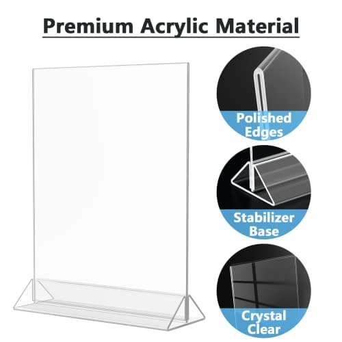MaxGear 8.5 X 11 Acrylic Sign Holder 6pack, Clear Display Stand Plastic Paper Stand, Double Sided Picture Holder for Table, Vertical Menu Flyer Display for Stores, Restaurants, Hotels, Office - Thumbnail 3